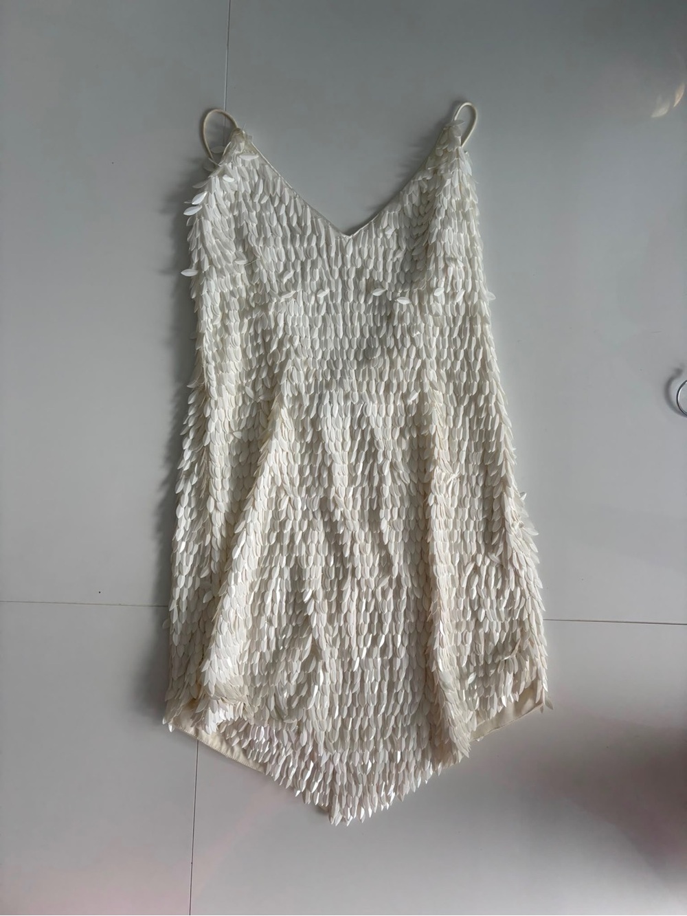 Retrofête White Paillette Sequin Mini Dress — Size M
